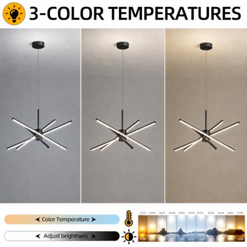 Black 27 inches Modern Sputnik Chandelier 50W LED Chandeliers