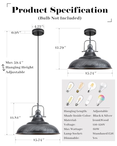16 Inch Large Pendant Lights Kitchen Island
