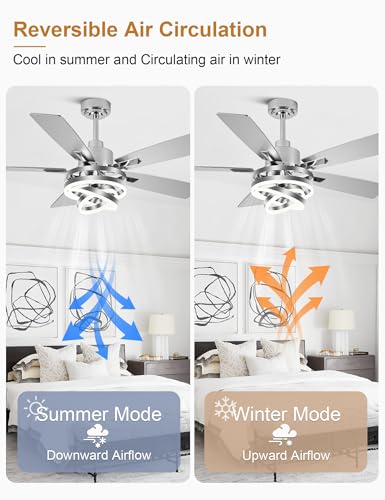 52" Modern Chandelier Fandelier Ceiling Fan with Light