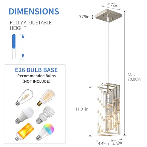 Brushed Nickel Pendant Lighting Modern Pendant Light (3 Count)