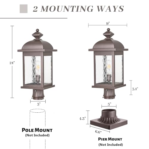Dusk to Dawn Outdoor Post Lights Waterproof Aluminum Lamp Post Light Fixture ORB Finish Pole Lights Outdoor for Yard Patio Pathway Garden