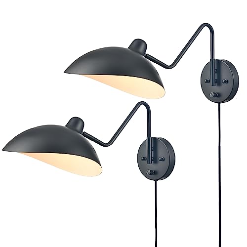 Black Plug in Wall Light with On (2 Count)