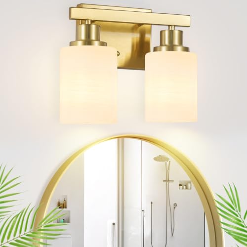2 Light Gold Bathroom Light Fixture Vanity Light Over Mirror 10.6in