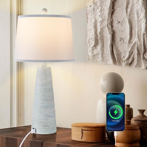 Nightstand Lamp Desk Lamp Vintage Bedside Lamps Set of 2 Rustic Farmhouse Table Lamps 3 Way Dimmable Light (2 Count)