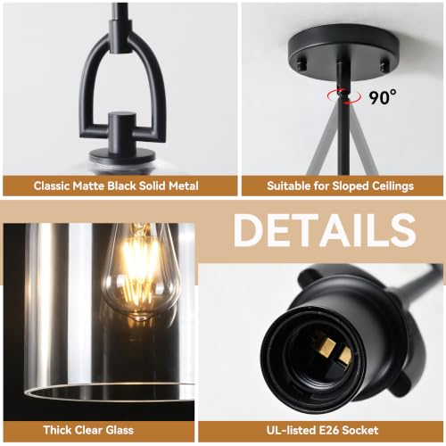 Modern Black Pendant Lights Kitchen Island 2 (2 Count)