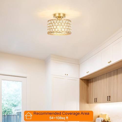 Gold Crystal Ceiling Light Fixture