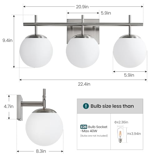 Bathroom Light Fixtures over Mirror (3 Count)