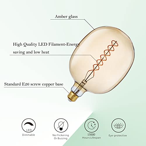 D170 Large LED Decorative Light Bulb Dimmable 8W 450lm E26 2200K 1PC