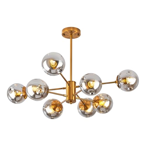 Gold Sputnik Chandeliers for Dining Room Modern Glass Globe Light Fixture