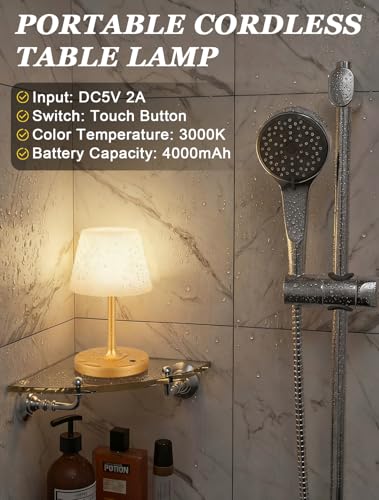 Gold Cordless Shower Lamp Waterproof