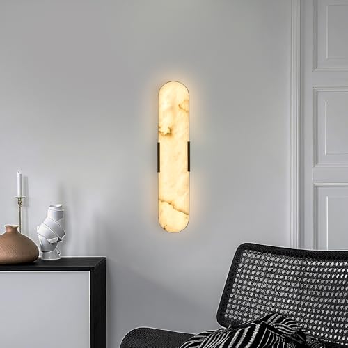 Alabaster Wall Sconces 20" Natural Marble Wall Lights Black
