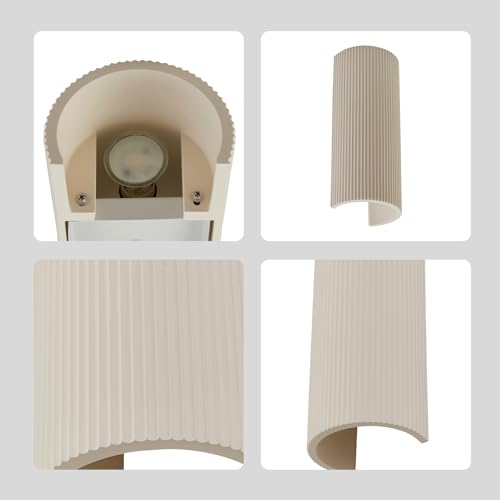12" Modern Ribbed Plaster Wall Sconce