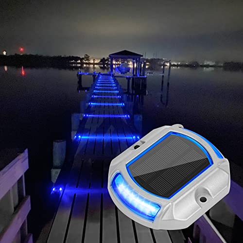 Solar Driveway Dock Deck LED Outdoor Lights 2 Colors Modes 12 Pack (12 Count)