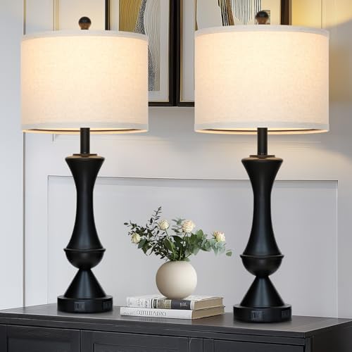 29" Black Tall Table Lamps for Living Room (2 Count)