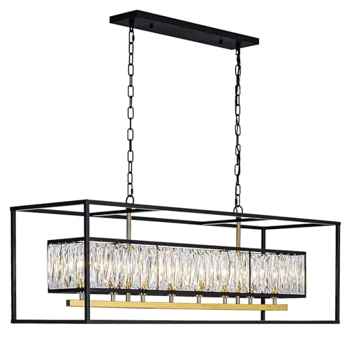 Large Modern Black and Gold Crystal Chandeliers for Dining Room