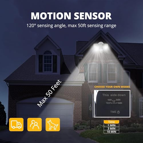 2 Pack 19W LED Flood Light Motion Sensor Outdoor