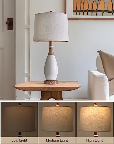 24.5” 3 Way Dimmable Touch Control Bedside Table Lamp Set of 2 with USB and Type