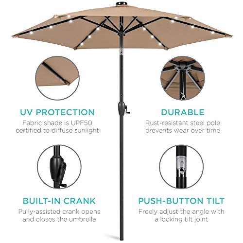 7.5ft Solar Umbrella LED Lighted Patio Umbrella