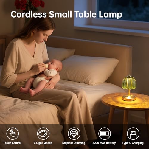 Set of 2 Tulip Table Lamp with 5200mAh Battery & Touch Control (2 Count)