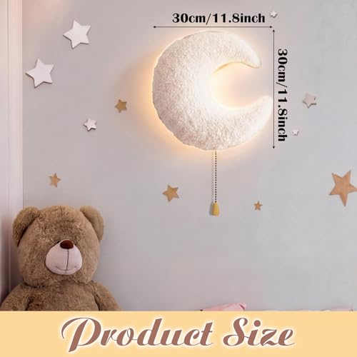 Fluffy Moon Night Light Wall Lamp Sleeping Nursery Lighting