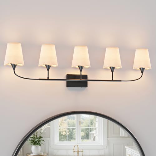 Bathroom Light Fixtures Over Mirror (Black / 5 Light)