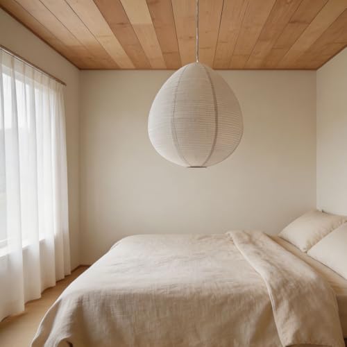 Linen Pendant Light Shade 24 Inches Egg Shape Hanging Lamp Shade