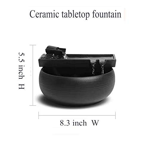 Ceramic Tabletop Fountain for Indoor and Outdoor Table Desk Office Patio