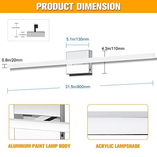 31.5 inch Chrome Bathroom Vanity Light