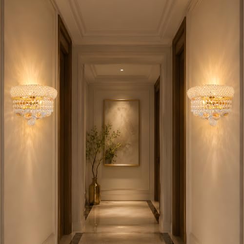 2 Lights Empire Crystal Wall Sconce Light for Living Room