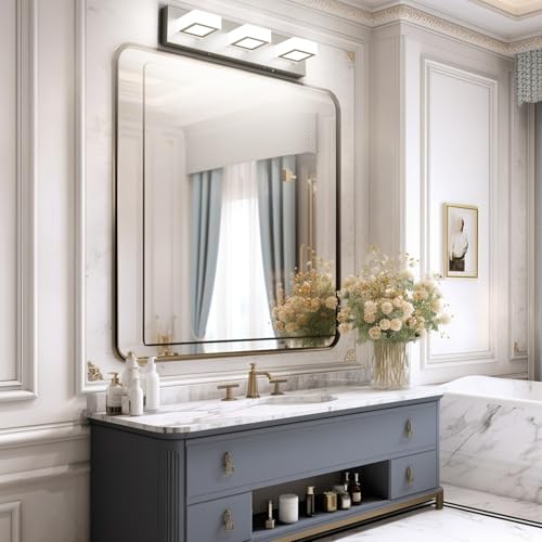5 Color Temperature Brushed Nickel Bathroom Vanity Lights Dimmable Acrylic Modern LED Bathroom Wall Lighting Fixtures Brushed Nickel