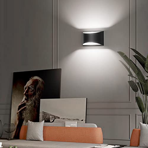 Indoor Black Modern LED Wall Sconce Interior Wall Lights Set of 2 Hardwired Up and Down Wall Mount Light for Living Room Bedroom Hallway Corridor Cool White 6000K (2 Count)