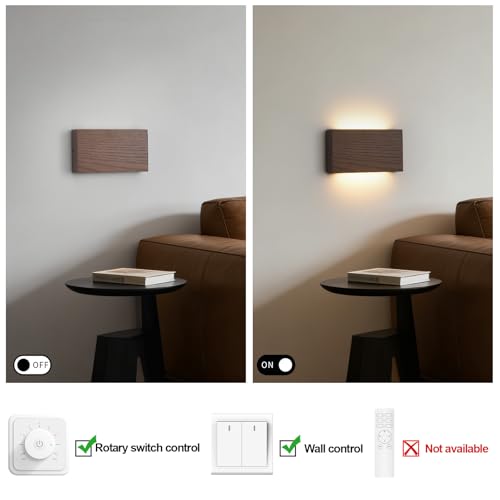 Wood Wall Sconce Indoor Wall Lights Hardwired 2 Pack Up and Down