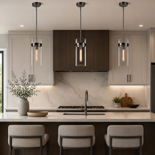 6 Inch Black Pendant Lights Kitchen Island 2 Pc