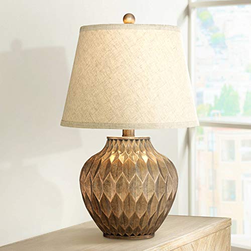 Buckhead Warm Bronze Brown 22" High Table Lamps Set of 2 Geometric (2 Count)