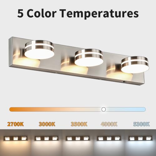 3 Light Bathroom Vanity Light 23.62in Brushed Nickel Vanity Light