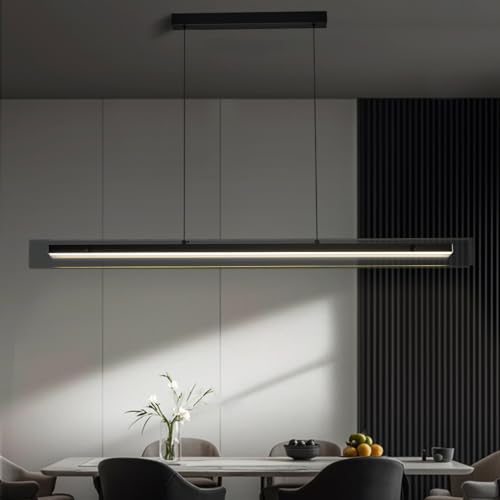 Glass Modern Black Linear Pendant Light