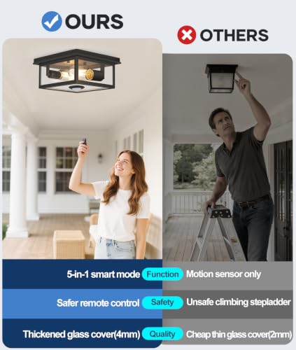 Motion Sensor Outdoor Ceiling Light with Remote