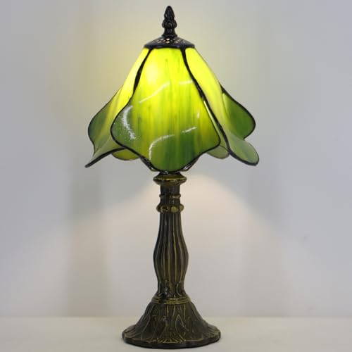 Small Tiffany Lamp Green Yellow Morning Glory Style W8H14.5 Inch
