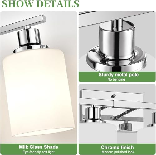 4 Light Vanity Light with Milky White Shades