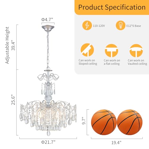 6 Light Crystal Chandelier Pendant Ceiling Light Modern Lighting Fixture for Bedroom Hallway Bar Kitchen Bathroom