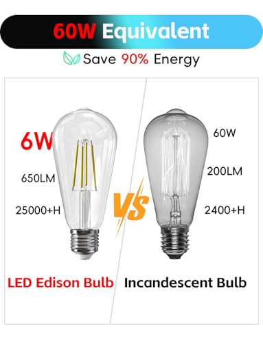 Edison Bulbs E26 LED Bulb 60 Watt Equivalent