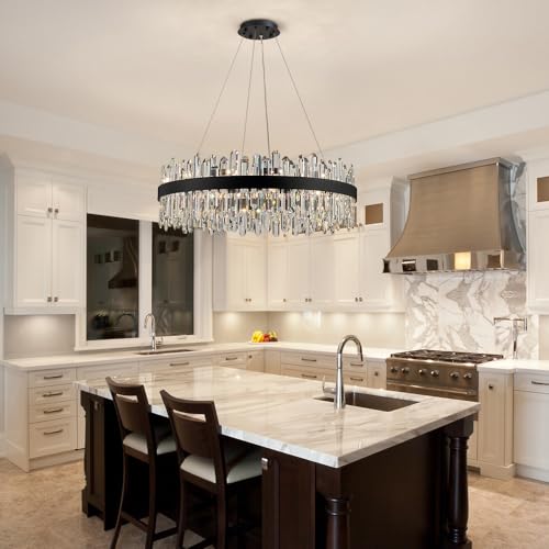 Black Modern Oval Crystal Chandelier