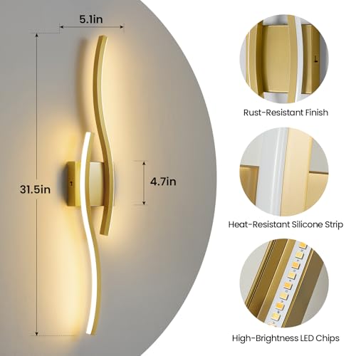 Gold LED Bathroom Vanity Lights
