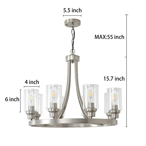 Modern Brushed Nickel Chandelier 8 Lights