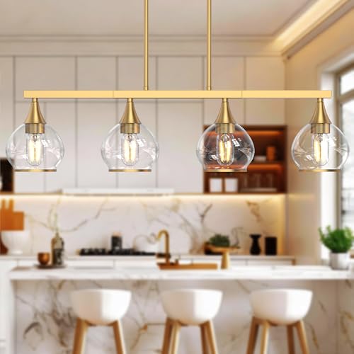 Brushed Gold Kitchen Island Linear Pendant Light