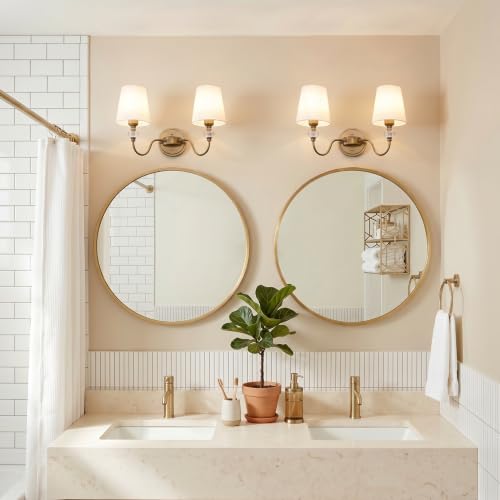 2 Light Vintage Bathroom Vanity Light Fixtures Over Mirror