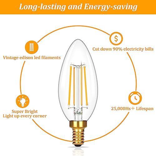 E12 Candelabra LED Light Bulbs 60W Equivalent (12 Count)