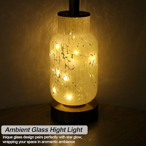 22" Glass Table Lamps Set of 2 with Night Light for Bedroom (2 Count)
