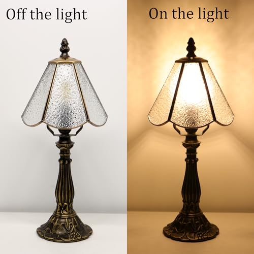 Tiffany Style Table Lamp White Diamond Stained Glass Lamp 14 Inch