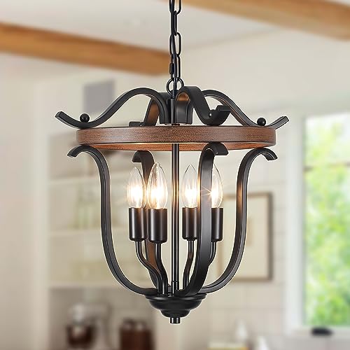 Black Farmhouse Chandelier 4 Lights